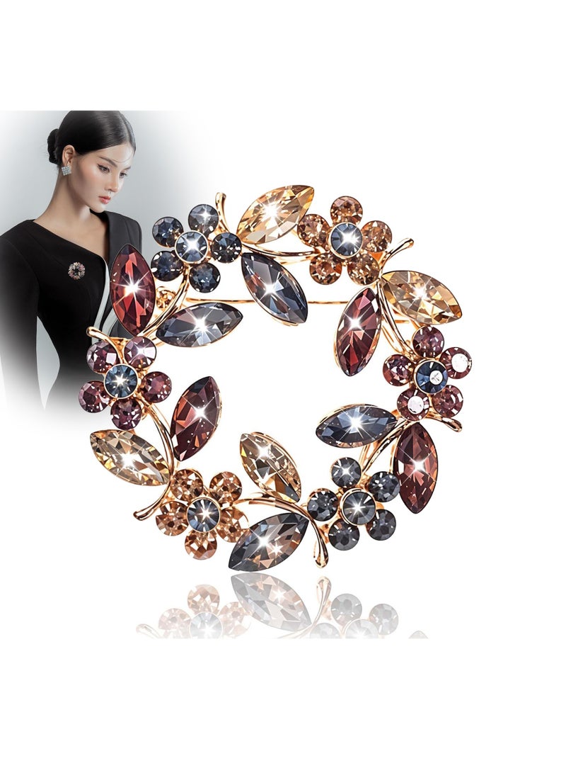 SUNSAR Crystal Pearl Flower Brooch Pin Set, Rose Floral Vintage Wreath Design for Women, Wedding and Formal Events - Image 1