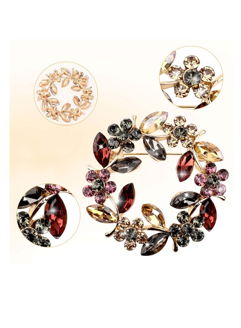 SUNSAR Crystal Pearl Flower Brooch Pin Set, Rose Floral Vintage Wreath Design for Women, Wedding and Formal Events - Image 3