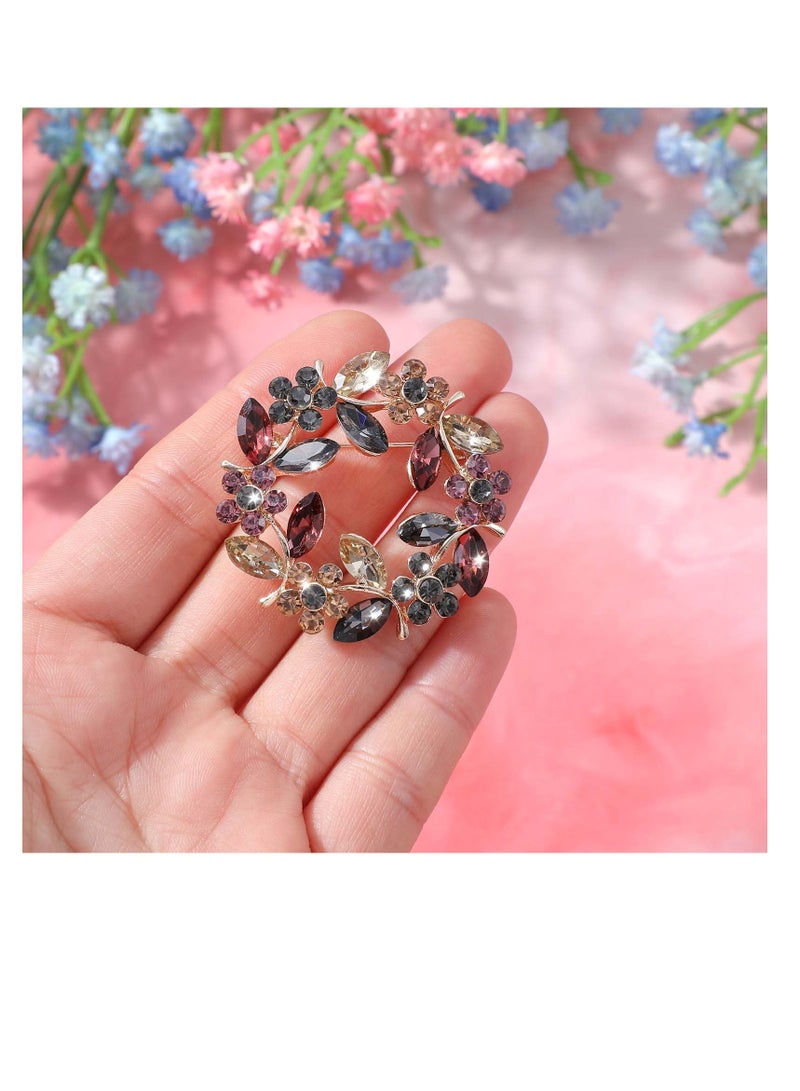 SUNSAR Crystal Pearl Flower Brooch Pin Set, Rose Floral Vintage Wreath Design for Women, Wedding and Formal Events - Image 5