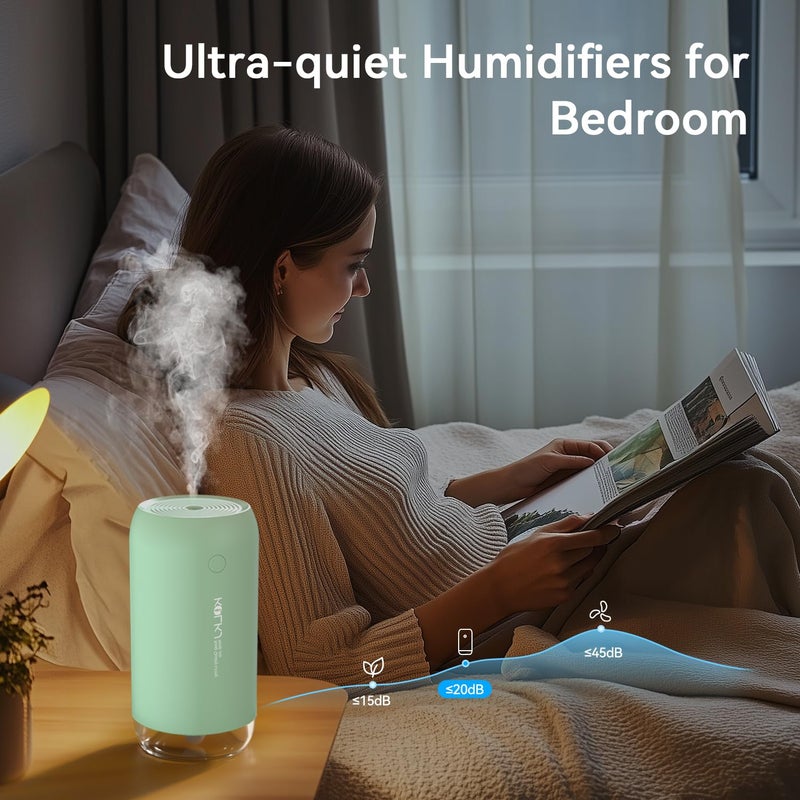 KQLKJ Portable Mini Humidifier, KQLKJ 350ml Small Cool Mist Humidifier, USB Personal Desktop Humidifiers for Bedroom Car Office Travel with Auto Shut-Off & 2 Mist Modes (Green) - Image 5