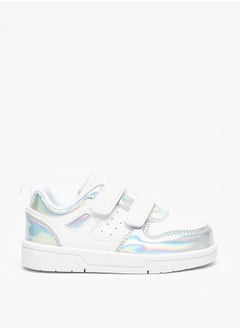 Girl's Paneled Sneakers with Hook and Loop Closure