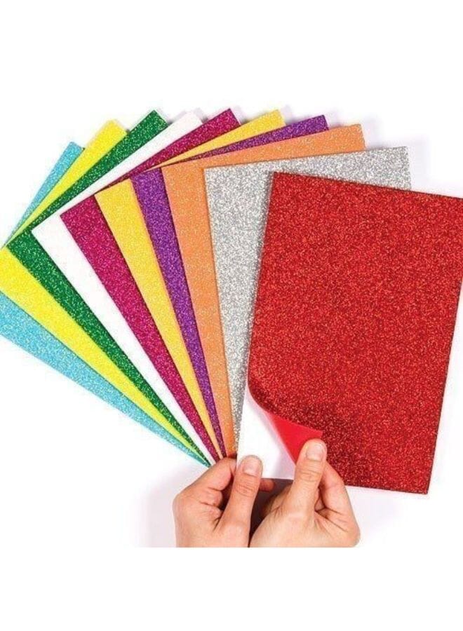 10 Sheets A4 Size Self-adhesive  Glitter Foam - Image 2