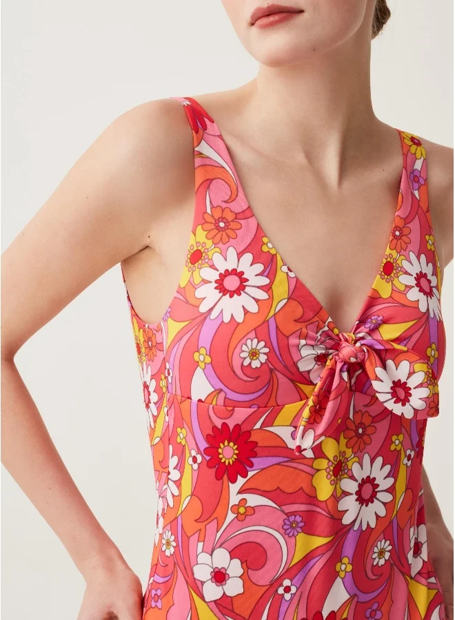 او في اس Ovs One-Piece Swimsuit With Floral Print