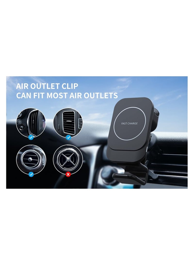 SYOSI Car Charger, 3 in 1 Wireless Magnetic Charger Car Mount, Fit for Compatible iPhones, Samsung Phones, Apple Watch, AirPods, Fast Charging Car Dock, 360 Rotation, Dashboard or Air Vent Attachment - Image 3