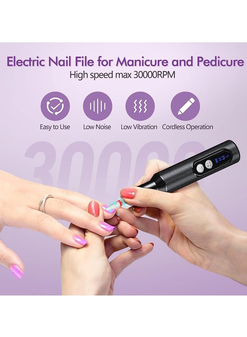 Cordless Nail Drill for Gel Manicures, Professional Electric Nail File for Salon and Home (Black) - Image 3