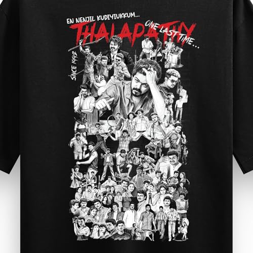 DUDEME One Last Time Printed Vijay Tshirt | Inspired by Jana Nayagan Vijay T Shirt for Men & Women | Black & White Half Sleeve T-Shirt - Image 4
