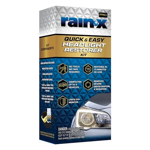 Rain-X RainX 610200 2Step Headlight Restorer Kit Restores Clarity of Headlights Preventing Oxidation Discoloration Quick Effective in Just 15 Mins with No Tools or Tape Required - Image 1