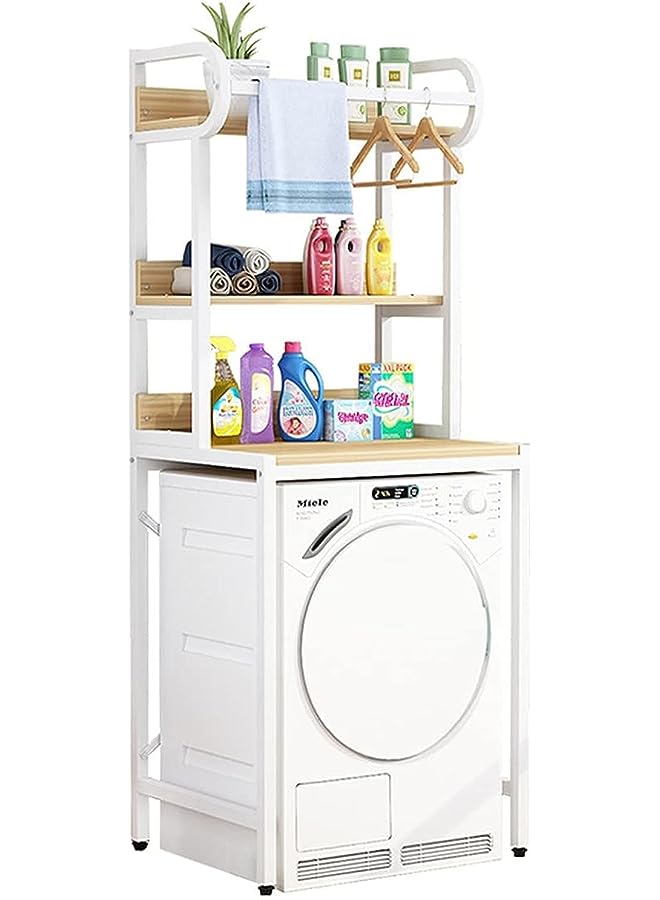 IAF 3-Tier Wash Machine Rack Laundry Room Storage Shelves Bathroom Corner Stand Home Storage Organizer Space Saver White - Image 1
