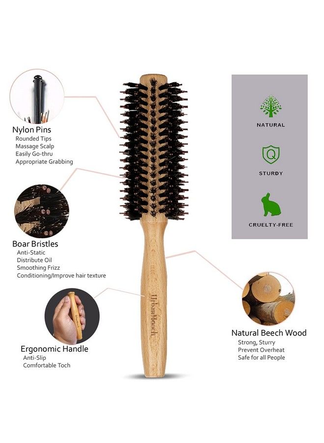UrbanMooch Round Boar & Nylon Bristle Hair Brush For Blow Drying Boar Bristle Round Hairbrush For Quick Blowout Add Shine/Volume Styling Curling Minimize Damage And Straightening - Image 4