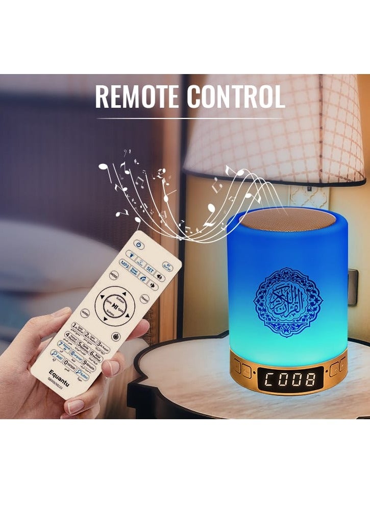 مصباح لمس مكبر صوت للقرآن - مصباح ذكي يعمل باللمس ومكبر صوت بلوتوث محمول بجوار السرير، 14 ترجمة و18 قارئًا مكبر صوت AZAN مع التحكم في التطبيق، 7 أضواء ليلية قابلة للتغيير SQ112 - Image 3