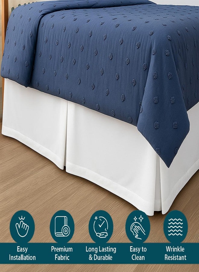 Shreem Linen تنورة سرير سريم من الكتان طويلة جداً مع طيات، حجم توين XL بارتفاع 25 بوصة، تصميم صندوقي مع زوايا مقسومة، 100% ميكروفايبر، أساسيات غرفة الكلية، أبيض - Image 3