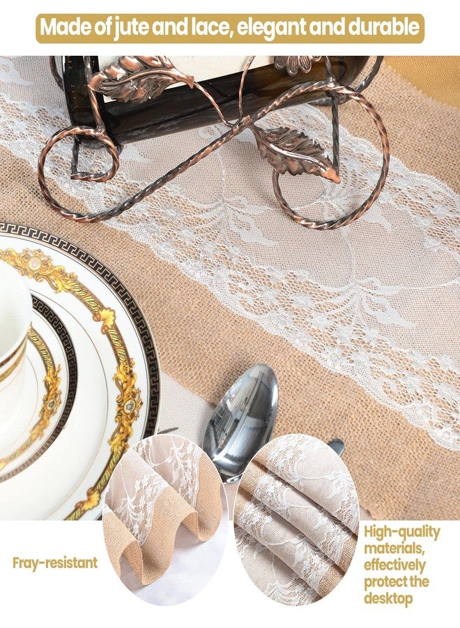 Shimeyao 12 Pcs Burlap Table Runner 11.8 x 70.9 Inch White Lace Table Cover Rustic Country Wedding Decor Jute Linen Vintage Table Cloth for Party Farmhouse Home Engagement Holiday Birthday Party Favor - Image 4