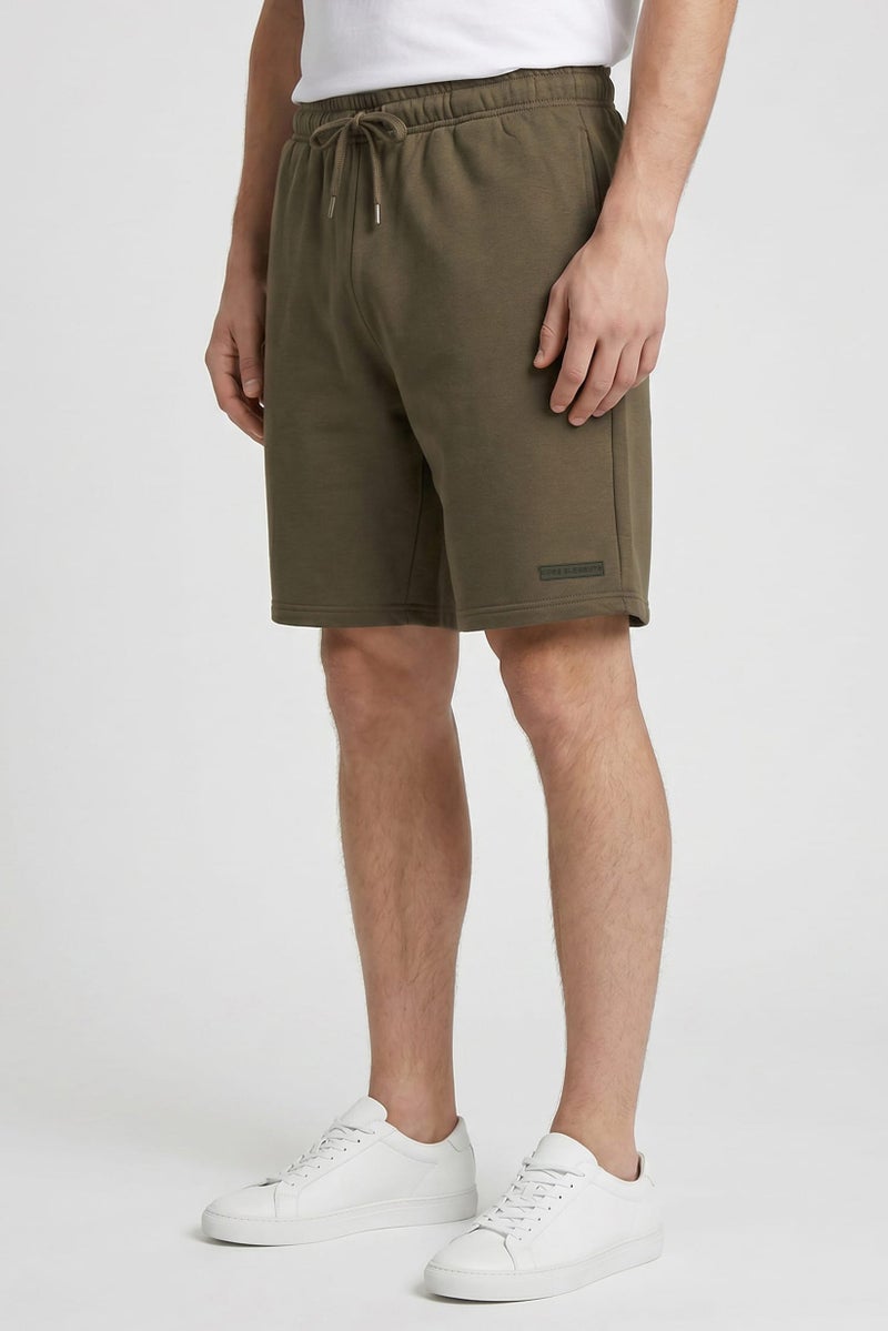 Core Elements Men Brand Logo Basic Shorts, Dark Olive - Image 3