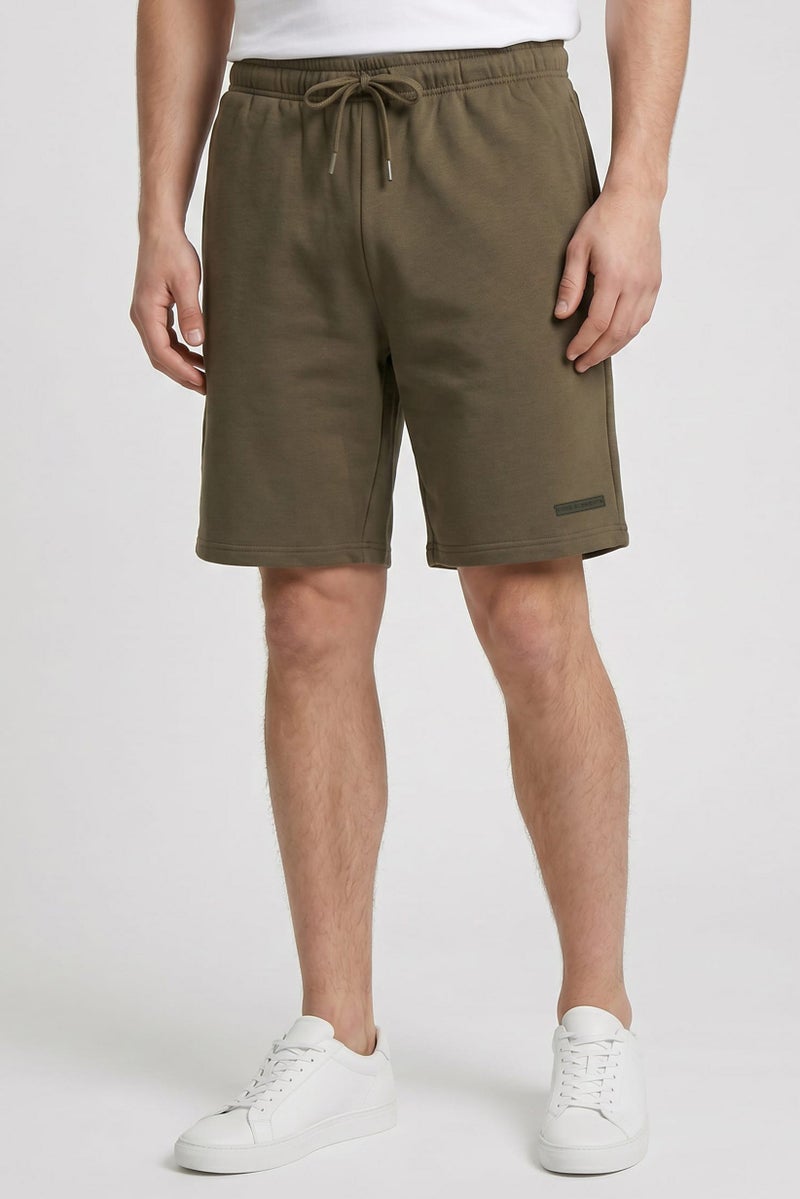 Core Elements Men Brand Logo Basic Shorts, Dark Olive - Image 1