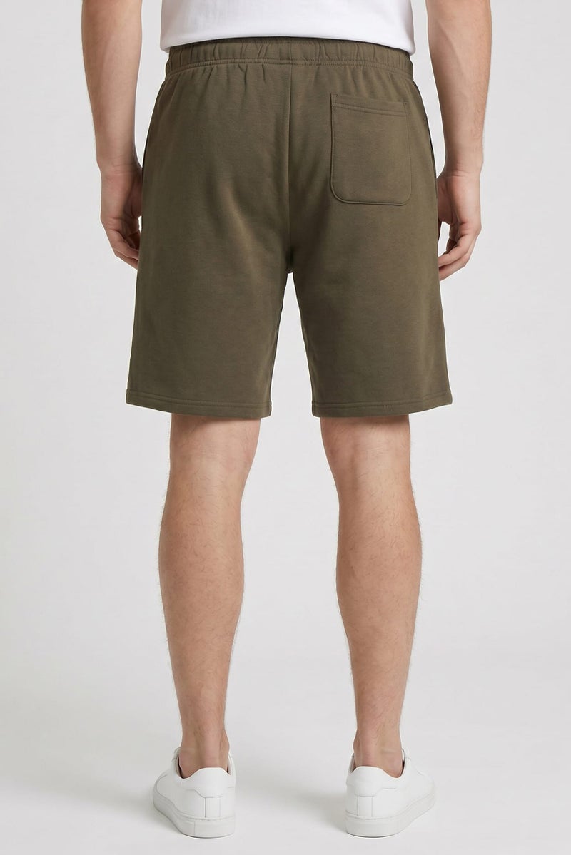 Core Elements Men Brand Logo Basic Shorts, Dark Olive - Image 4