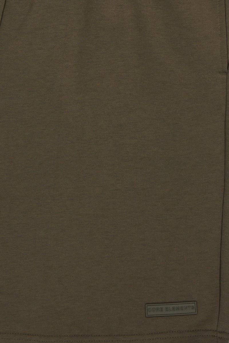 Core Elements Men Brand Logo Basic Shorts, Dark Olive - Image 5