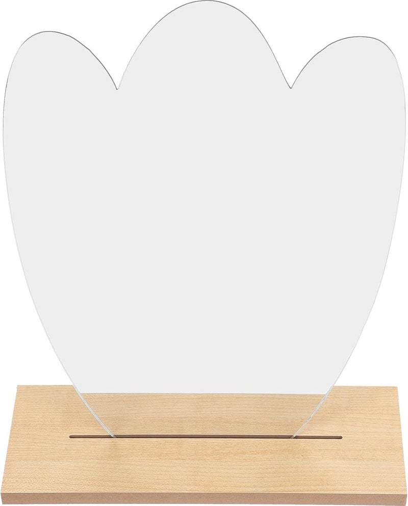 MAGICLULU Vanity Desk Mirror with Irregular Shape and Wooden Base, Large Decorative Table Mirror for Bedroom Aesthetic and Makeup Use - Image 1