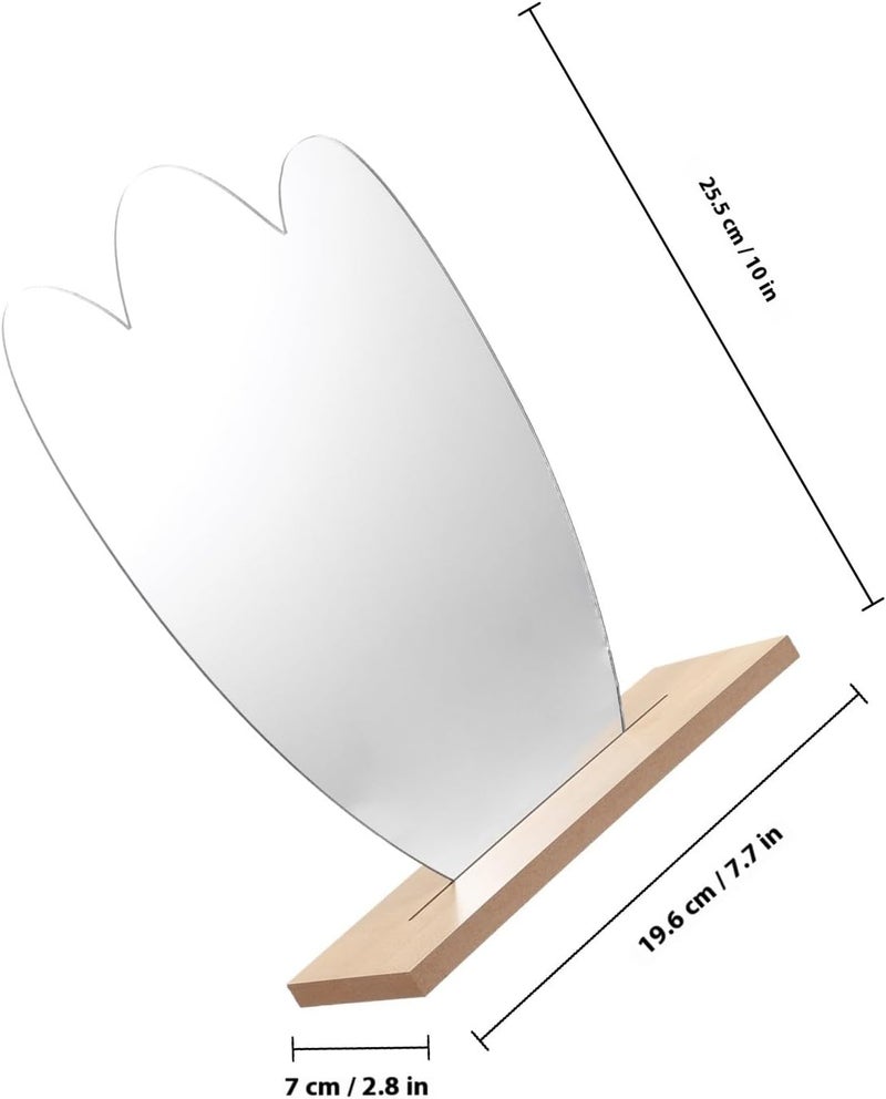 MAGICLULU Vanity Desk Mirror with Irregular Shape and Wooden Base, Large Decorative Table Mirror for Bedroom Aesthetic and Makeup Use - Image 2