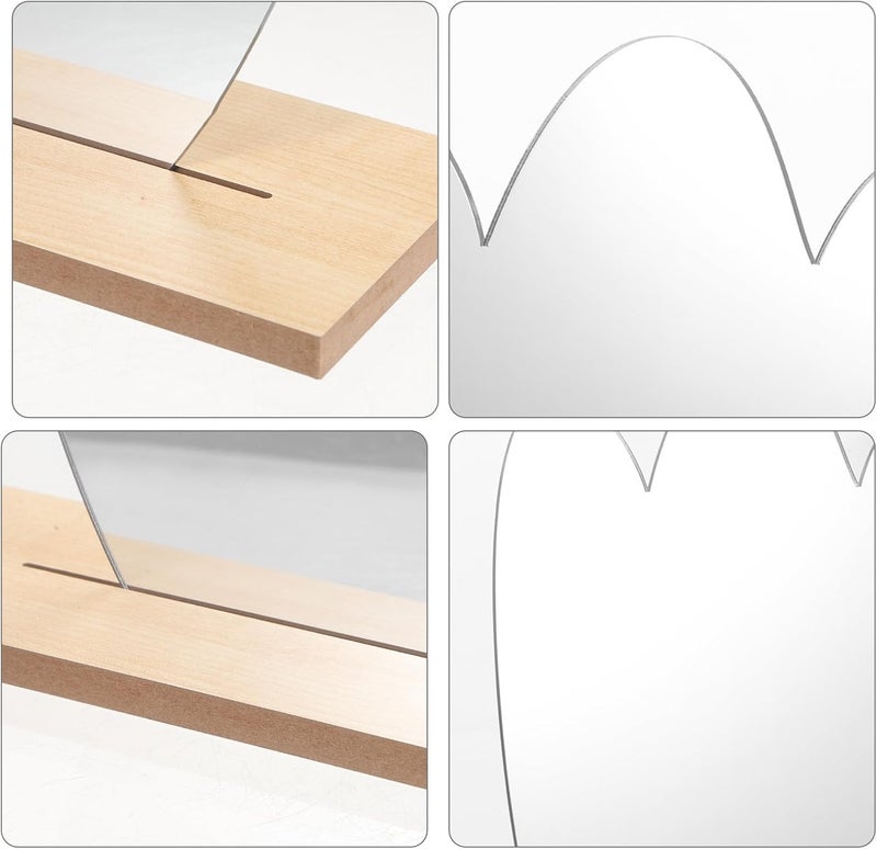 MAGICLULU Vanity Desk Mirror with Irregular Shape and Wooden Base, Large Decorative Table Mirror for Bedroom Aesthetic and Makeup Use - Image 3