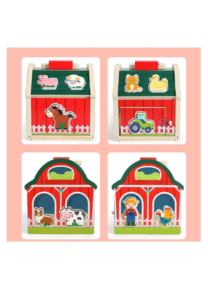 PYEBE - Wooden Farm Toys for Toddlers 1 to 3 Year Old Take Along Matching Sorting Barn Farm Animals Playset Preschool Learning Educational Toy for Kids Boys Girls - Image 1