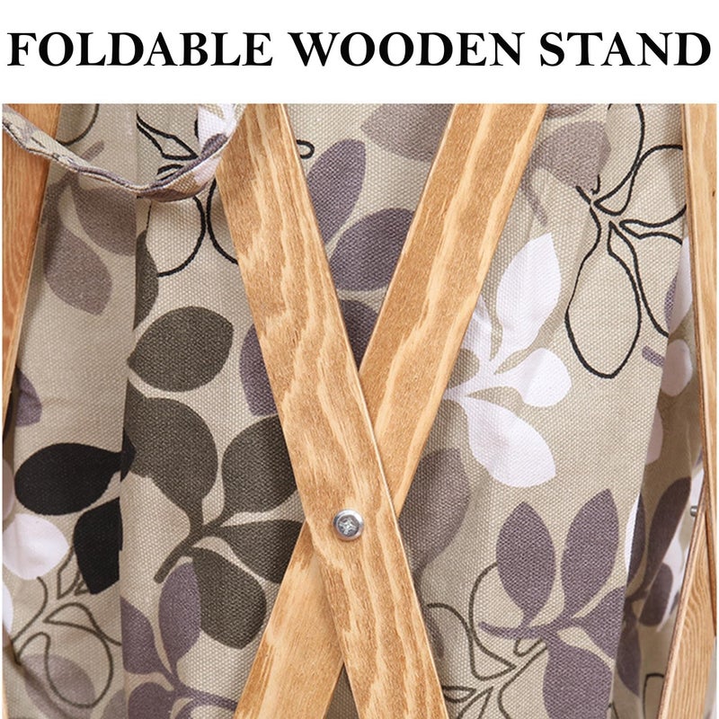 Kuber Industries Laundry Basket With Foldable Wooden Stand|Stylish Laundry Hamper, Organizer|Idol For Home D?cor, Storing Dirty Clothes, Toys (Brown) - Image 5