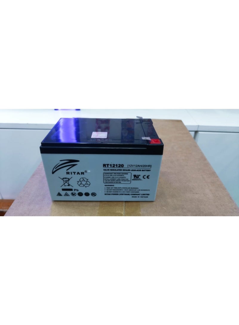 RITAR® 12V 12 AH Sealed Lead Acid Battery Valve Regulated RT12120 - Image 1