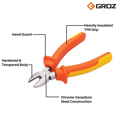 GROZ 6 inch Side Cutting Plier with Insulation to 1000V AC| Ideal for Cutting Wires| High Strength| Shock Proof Ergonomic Grip| Length: 150 mm| SCP/CV/6 - Image 2