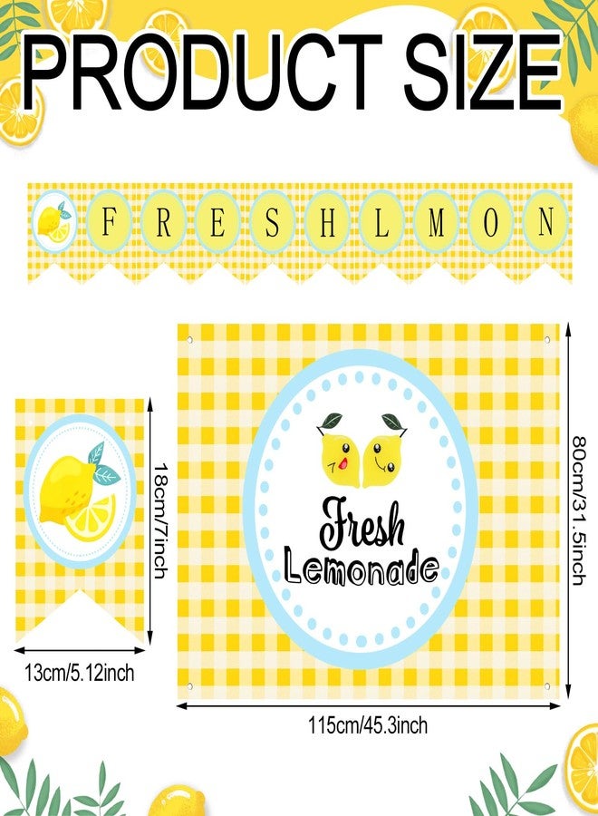RoundFunny 43 Pcs Lemonade Stand Supplies 45" x 31" Tablecloth, 2 Fresh Lemon Garland, 40 Balloons for Fresh Squeezed Lemonade Stand Decorations Kit Summer Picnic Lemon Birthday Party(Yellow,Check) - Image 2