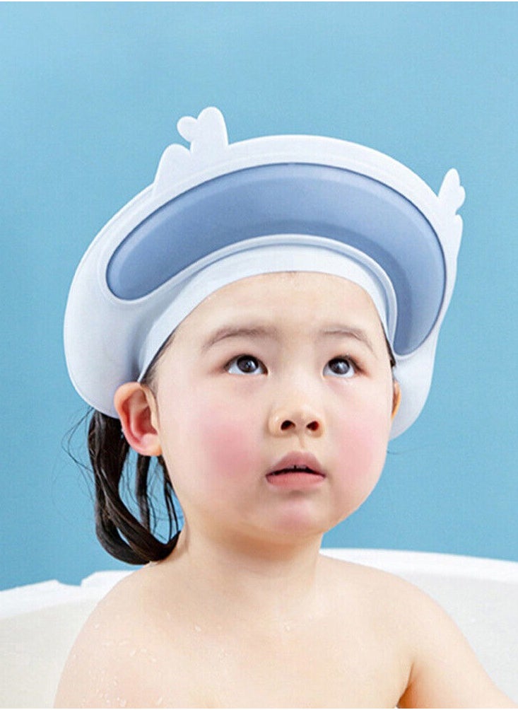 Generic - Baby Shower Cap Elastic Silicone Baby Shower Cap Adjustable Ear Protection Head Cover Baby Shower Cap Shampoo Baby Shower Cap Baby Shower Cap (Blue) - Image 1