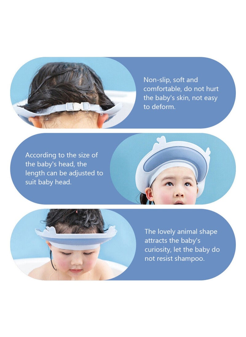 Generic - Baby Shower Cap Elastic Silicone Baby Shower Cap Adjustable Ear Protection Head Cover Baby Shower Cap Shampoo Baby Shower Cap Baby Shower Cap (Blue) - Image 1