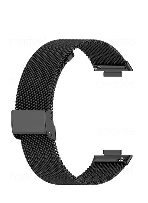 For Huawei Watch Fit2  Stainless Steel Strap Wristband for Replacement Strap with Comfortable Durable Folding Metal Clasp Classic Buckle Wrist Watch Strap Black