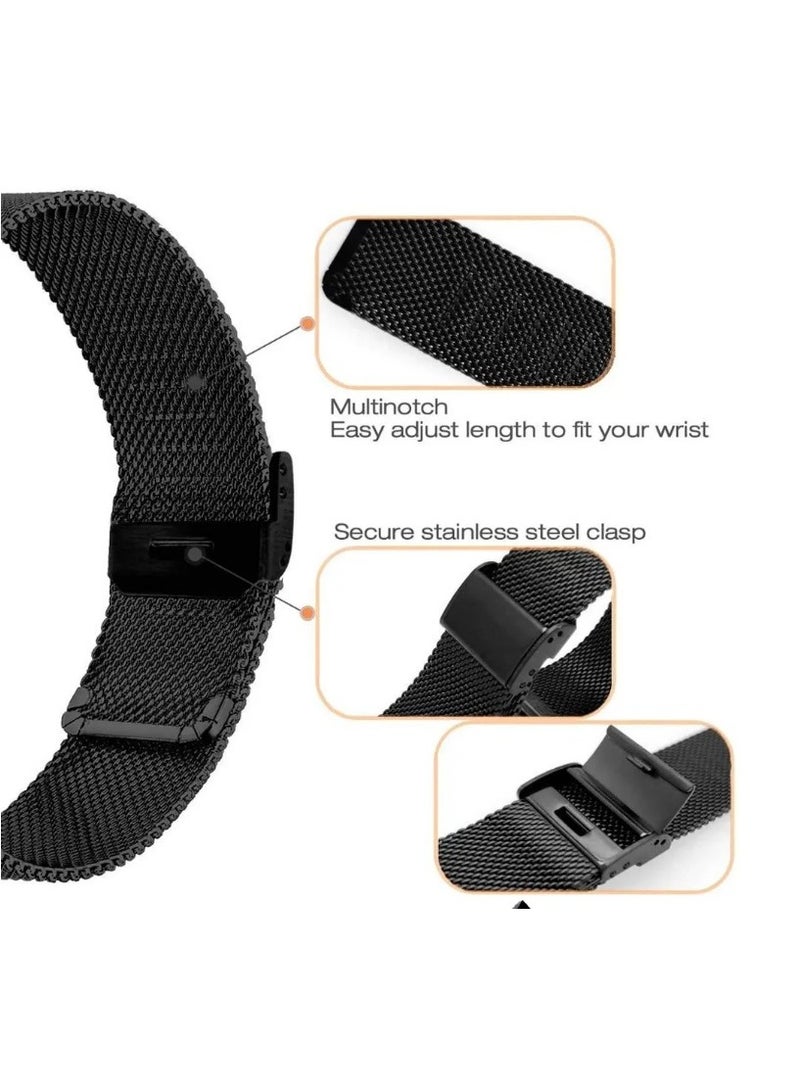 Watch For Huawei Watch Fit2  Stainless Steel Strap Wristband for Replacement Strap with Comfortable Durable Folding Metal Clasp Classic Buckle Wrist Watch Strap Black - Image 2