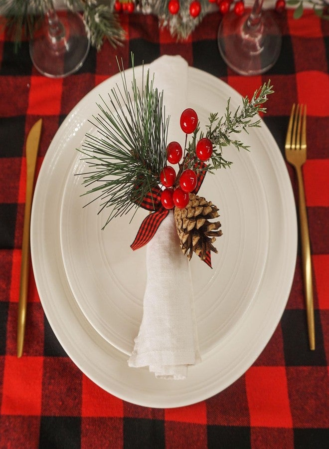 Utalek Christmas Napkin Rings Set of 6 Pine Cone Napkin Rings with Berries Xmas Serviette Buckle Holder for Christmas Holiday Dinner Party Banquet Table Decoration - Image 5