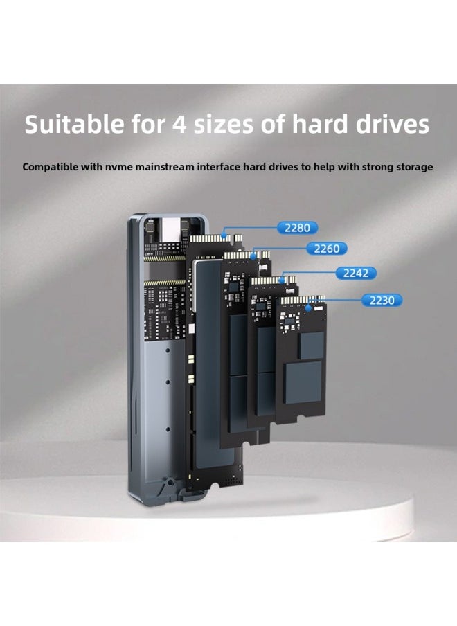 M.2 Hard Disk Box NVMe Hard Disk Box External NGFF/SATA Dual Protocol Metal Body Mobile Solid State Hard Disk Box-Color:DEM041 NVME Protocol  - Image 5