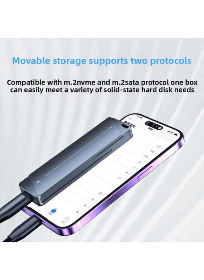 M.2 Hard Disk Box NVMe Hard Disk Box External NGFF/SATA Dual Protocol Metal Body Mobile Solid State Hard Disk Box-Color:DEM041 NVME Protocol  - Image 4