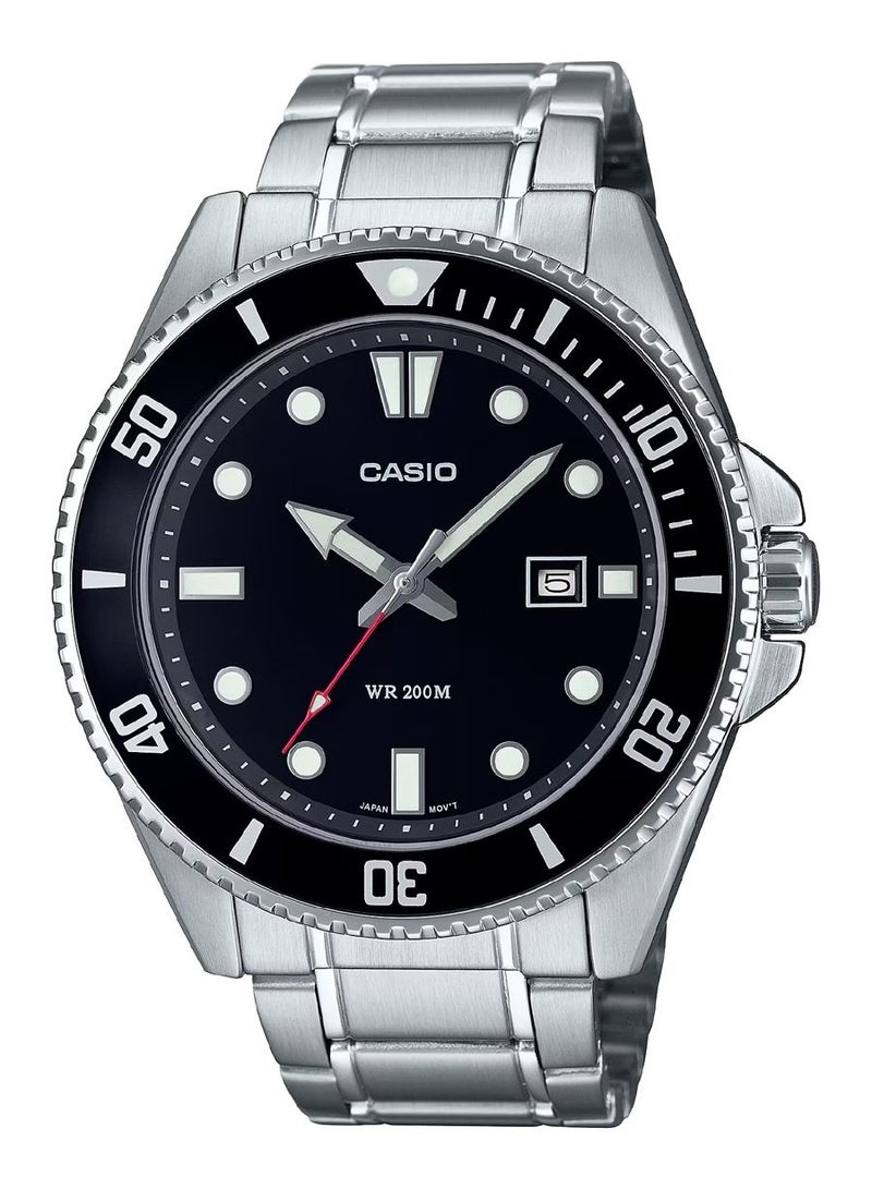 CASIO ساعة انالوج كوارتز بمينا اسود ستانلس ستيل للرجال MDV-107D-1A1V - Image 1