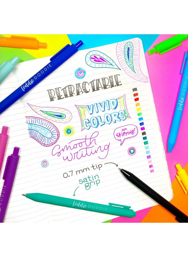 Loddie Doddie Retractable Gel Pens With Satin Barrel Fine Point 18 Bright Color Pens For Bullet Style Journals Notebooks Planners Calendars Notes & Drawing Use At Home Office School Crafts  - Image 3