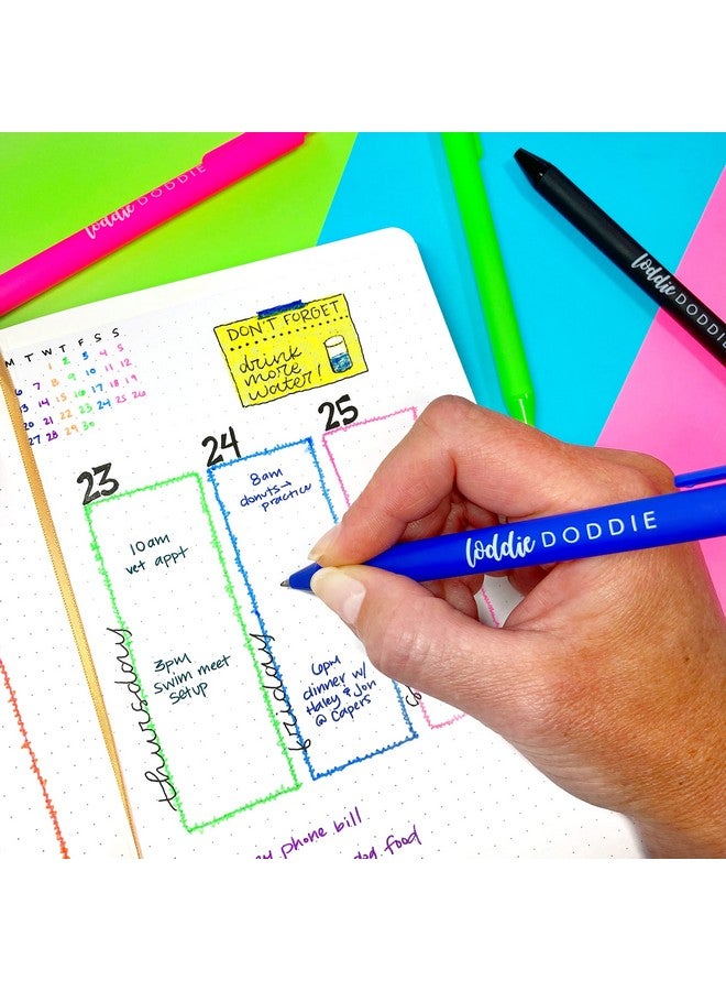 Loddie Doddie Retractable Gel Pens With Satin Barrel Fine Point 18 Bright Color Pens For Bullet Style Journals Notebooks Planners Calendars Notes & Drawing Use At Home Office School Crafts  - Image 4