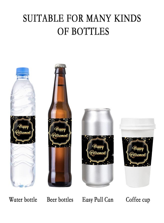 WOWOPA 32 Pieces Happy Retirement Water Bottle Labels Officially Retired Water Bottle Stickers Party Decorations Supplies Black and Gold - Image 3