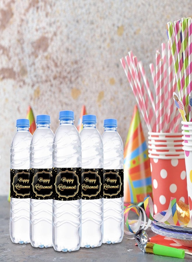 WOWOPA 32 Pieces Happy Retirement Water Bottle Labels Officially Retired Water Bottle Stickers Party Decorations Supplies Black and Gold - Image 4