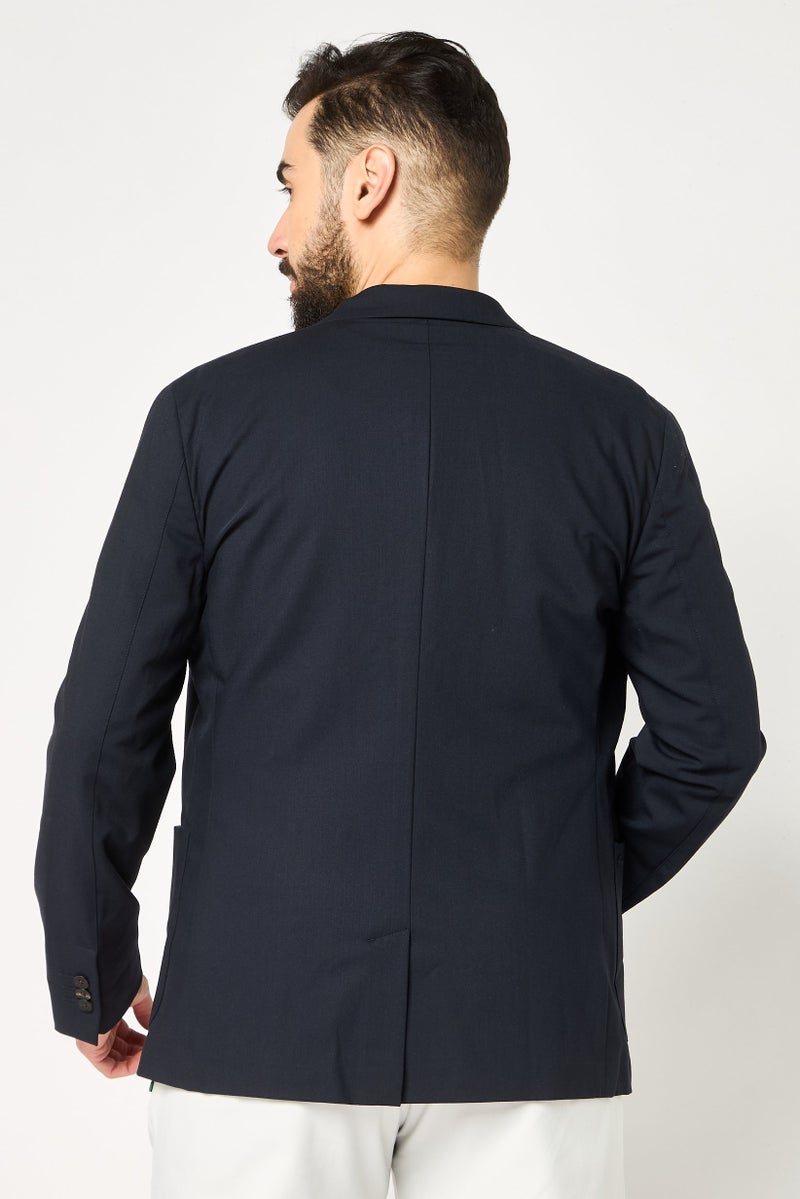 LACOSTE Men Slim Fit Solid Formal Blazer, Dark Navy Blue - Image 4