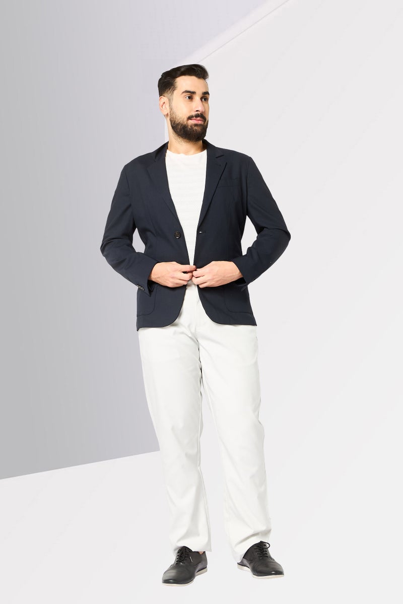 LACOSTE Men Slim Fit Solid Formal Blazer, Dark Navy Blue - Image 2