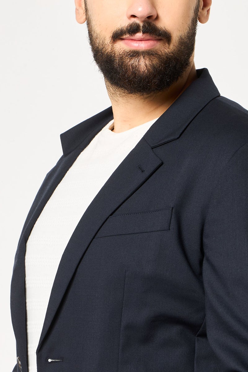 LACOSTE Men Slim Fit Solid Formal Blazer, Dark Navy Blue - Image 3