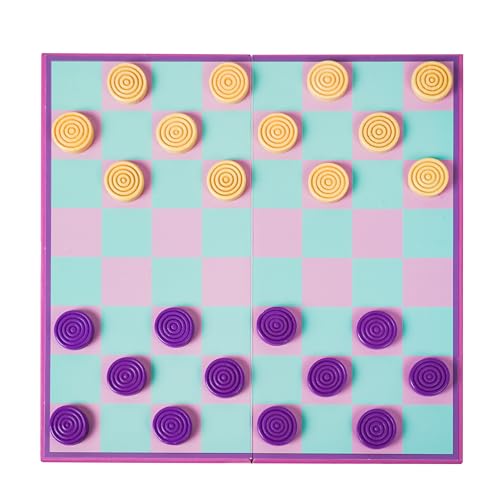 YOBRO Colorful Checkers Board Game Portable Travel Checkers Set with Folding Board Classic 2Player Strategy Game for Family Fun Family Game Night - Image 1