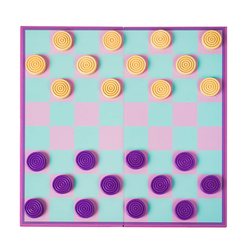 YOBRO Colorful Checkers Board Game Portable Travel Checkers Set with Folding Board Classic 2Player Strategy Game for Family Fun Family Game Night - Image 3