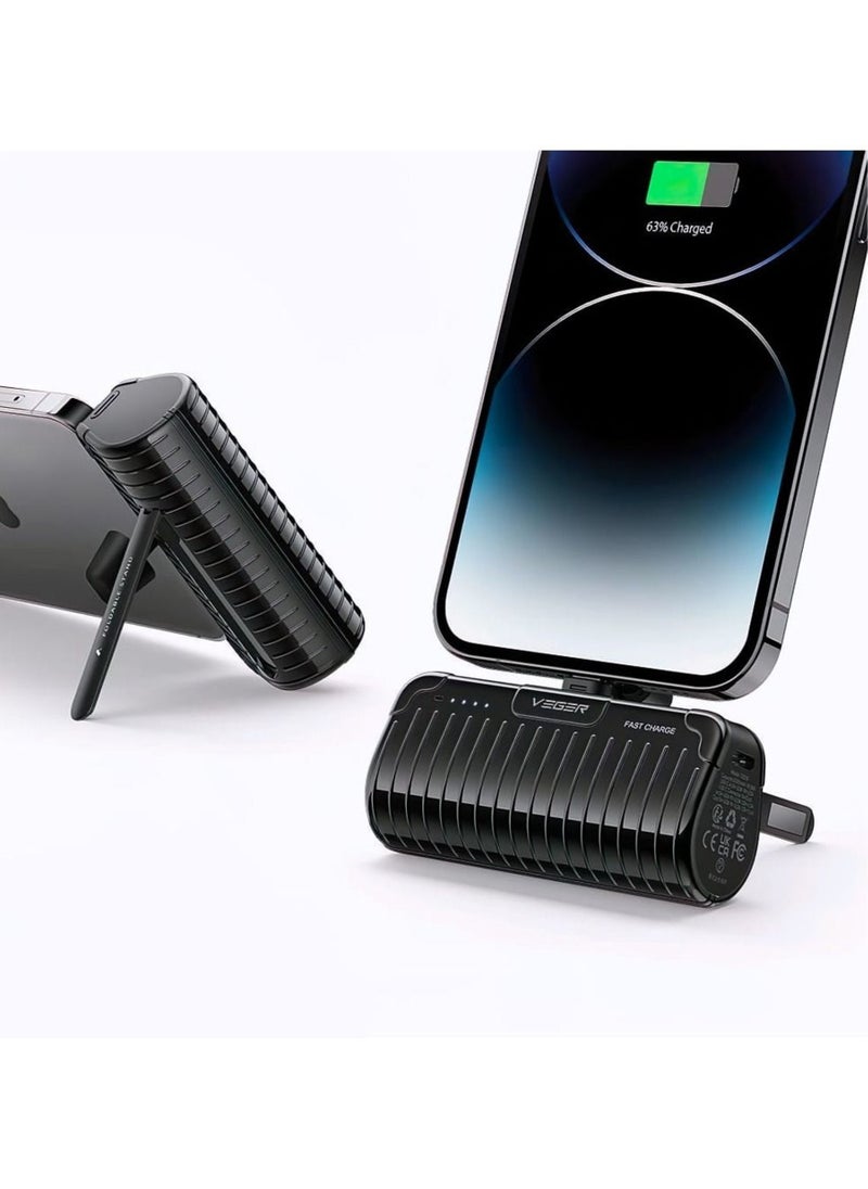 VEGER - 20W Portable Fast Charging Built-in Lightning Connector Stand Power bank 5000mAh PD3.0 iPhone connector Fast Charging Battery pack - Image 1