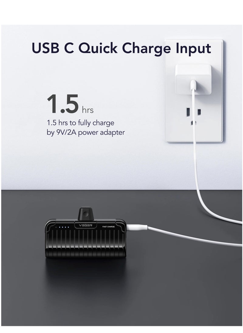 VEGER - 20W Portable Fast Charging Built-in Lightning Connector Stand Power bank 5000mAh PD3.0 iPhone connector Fast Charging Battery pack - Image 1