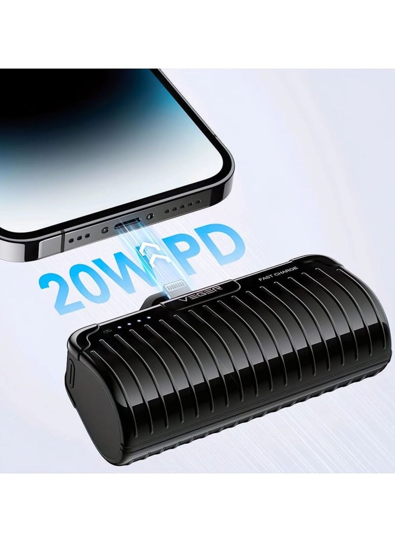 VEGER - 20W Portable Fast Charging Built-in Lightning Connector Stand Power bank 5000mAh PD3.0 iPhone connector Fast Charging Battery pack - Image 1