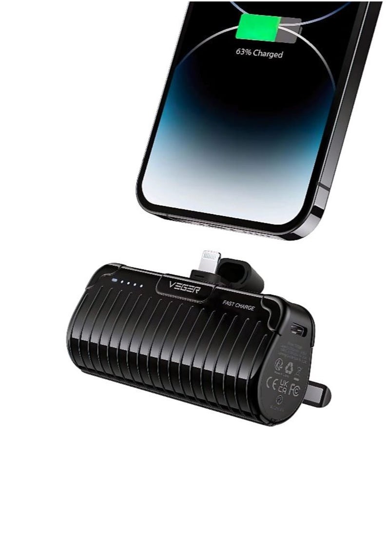 VEGER - 20W Portable Fast Charging Built-in Lightning Connector Stand Power bank 5000mAh PD3.0 iPhone connector Fast Charging Battery pack - Image 1