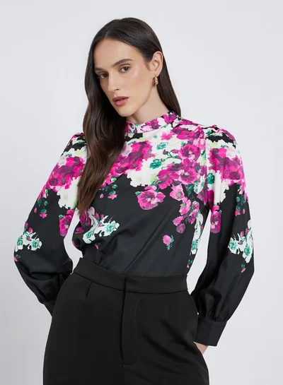 Styli Styli Floral Print Long Sleeve Blouse